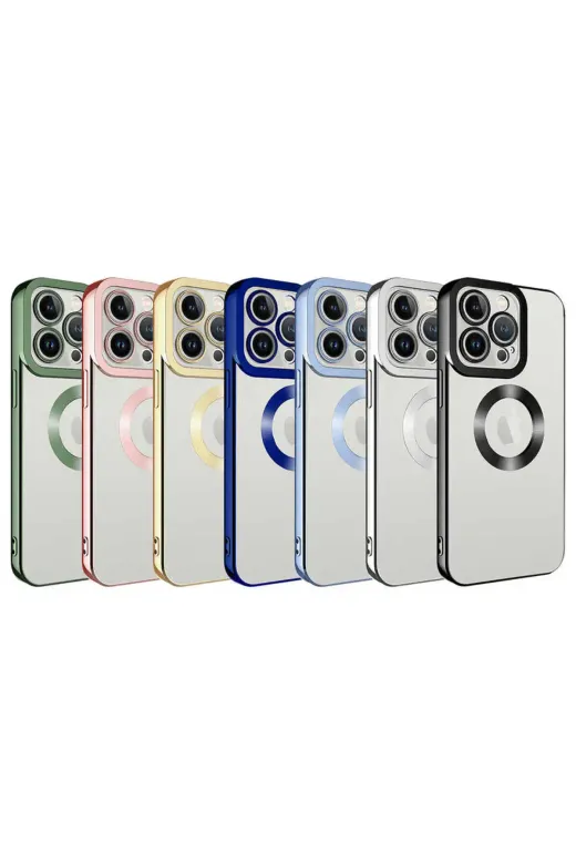 Techaks TCHS-24606 Iphone 14 Pro Kılıf Kamera Lens Korumalı Kenarları Renkli Logo Gösteren Omega Kapak-Siyah