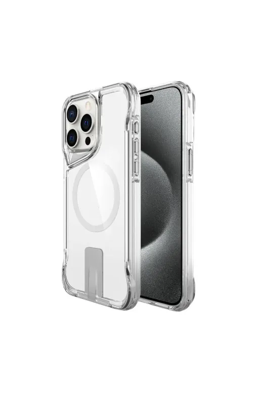 Techaks TCHS-29580 Iphone 15 Pro Uyumlu Magsafe Şarj Özellikli Zore T-Max Standlı Kılıf-Renksiz