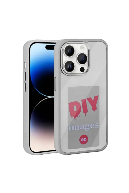 Techaks TCHS-30807 Iphone 14 Pro Max Uyumlu Zore Ekranı Yansıtan Akıllı Nfc Kılıf-Gri