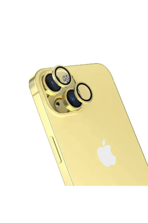 Techaks TCHS-CL-15 TİTANİUM-iPhone 15 Iphone 15 Uyumlu Zore Cl-15 Parmak İzi Bırakmayan Anti-Refcloive Kamera Koruyucu-Sarı
