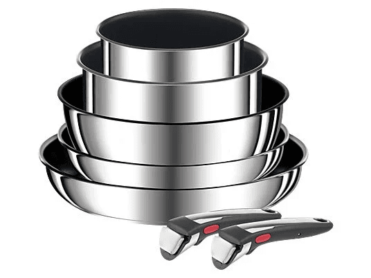 TEFAL 1248719 Ingenio Preference Tit 6X Orta Set 7 Parça Tava Ve Tencere Seti Paslanmaz Çelik