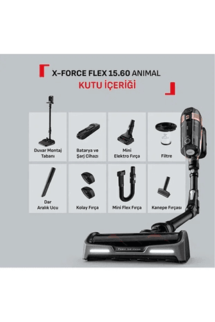 TEFAL 2899990k Ty99F1 X-Force Flex 15.60 Animal Evcil Hayvan Dostu Kablosuz Şarjlı Dikey Süpürge - 230 Air Watt