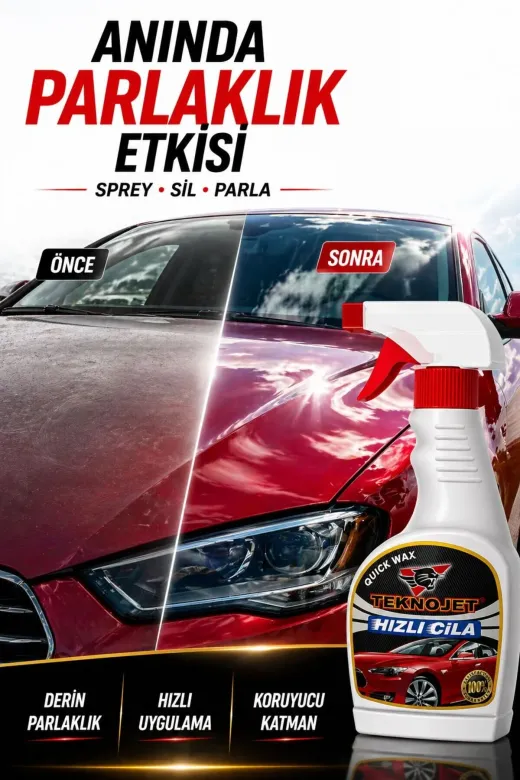 TEKNOJET TYC00192606394 Hızlı Oto Cila Spreyi 500 Ml - Su İtici Parlatıcı Ve Boya Koruyucu Hidrofobik Etki