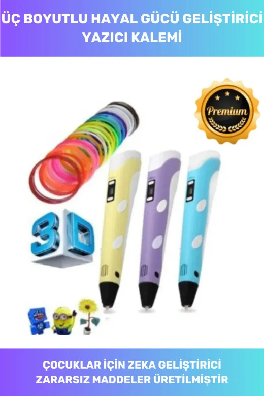 Thriftbuds 01066 Oyuncak Hayalgücü Geliştirici Zeka Özel Üretim Bükülebilir Plastik Abs 3D Renkli Filament Çocuk Üç Boyutlu Çizim Yazıcı Kalemi