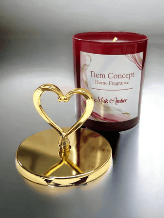 Tiem Concept 2021164 Kalp Başlıklı Gold Detaylı Oda Kokusu Ve Bordo Mum Seti 100 Ml