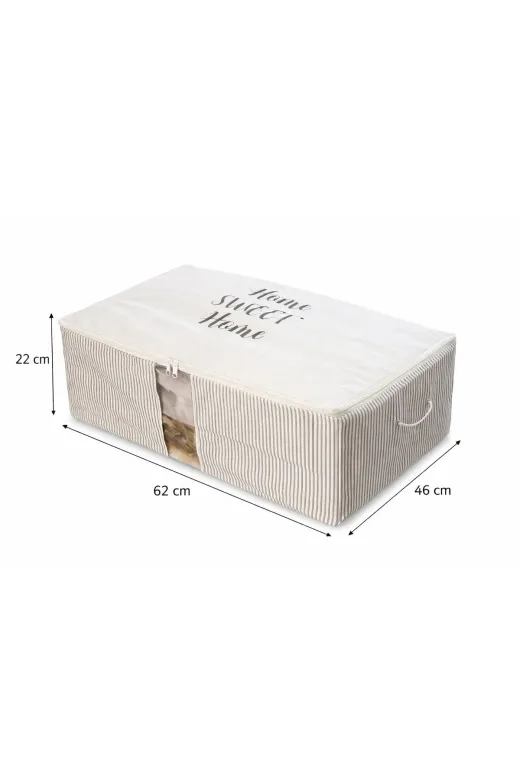 Timburly 3xD9hurc 3 Adet Home Sweet Home Çizgili Baza Altı Dolap Üstü Büyük Yastık Yorgan Kazak Hurcu 22X46X62Cm D9
