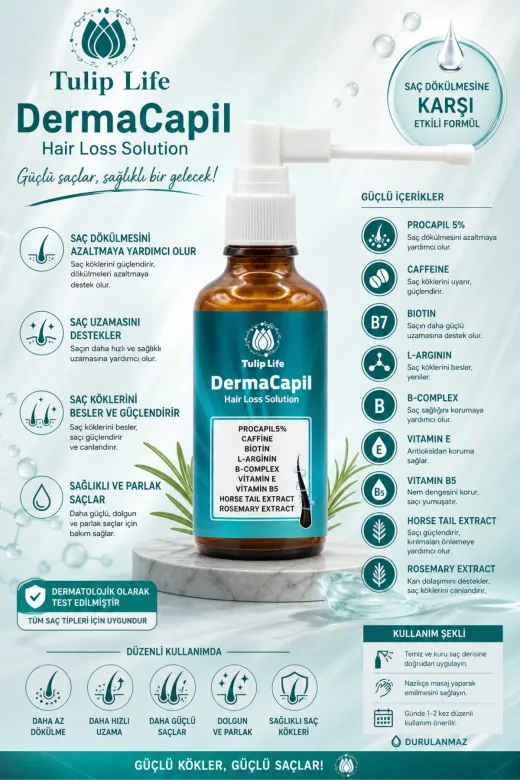 tulip life dermocapil1 Dermacapil Dökülme Karşıtı Ve Saç Oluşumuna Etkili Formül Procapil (%5) Serum 60 Ml