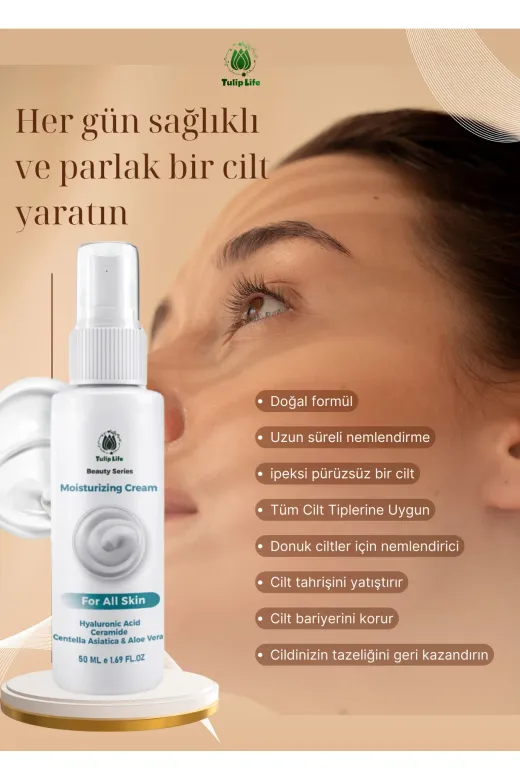 tulip life hya12 Yoğun Nemlendirici Ve Onarıcı Cilt Kremi, Yeni Formula Centella, Seramidler, Hyaluronik Asit 50 Ml