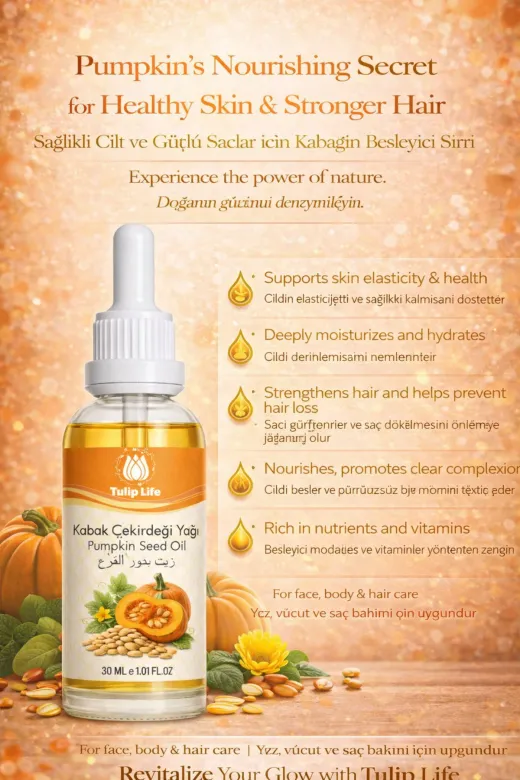 tulip life kabak1new1 Natural & Pure Kabak Çekirdeği Yağı 30 Ml