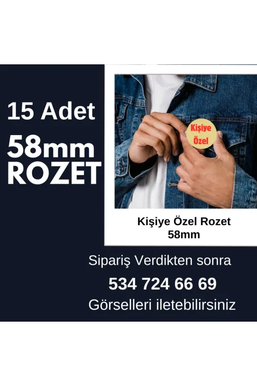 Tu&Se Candles BUTON ROZET 58MM 15 ADET 58Mm Kişiye Özel Rozet 15 Adet