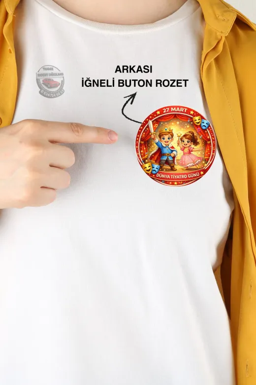 tuse rozet dükkanı 27 Mart Dünya Tiyatro Günü Okul Rozeti 20 Adet
