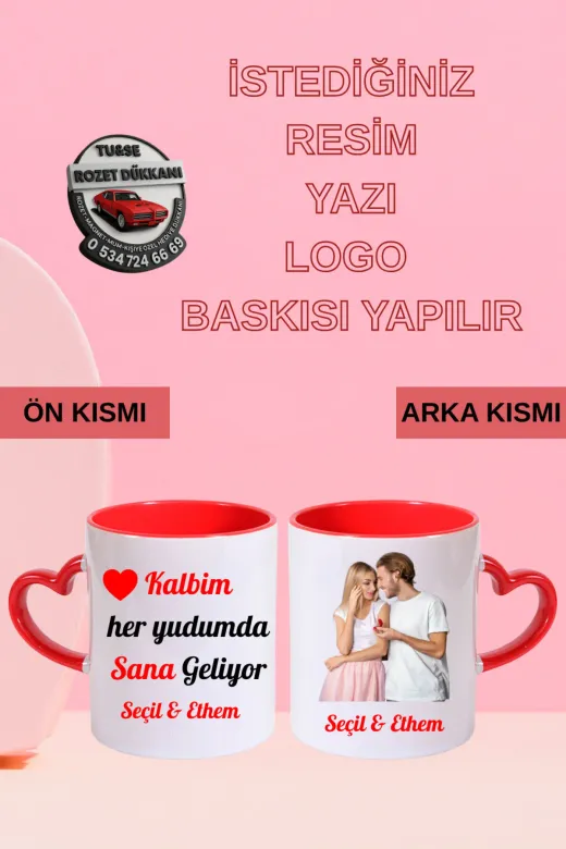 tuse rozet dükkanı KALBİM HER YUDUMDA SANA GELİYOR KUPA Kalbim Her Yudumda Sana Geliyor Kupa – Kalp Kulplu Kirmizi Kupa | Kişiye Özel