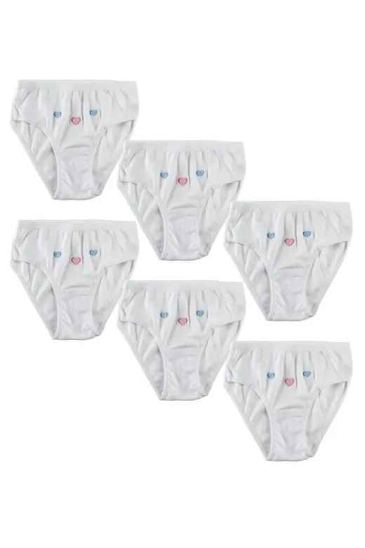 Tutku TYC00172720833 Kız Çocuk Beyaz Kuzey Underwear İnce Belli İşlemeli Bato (6'lı) 0821