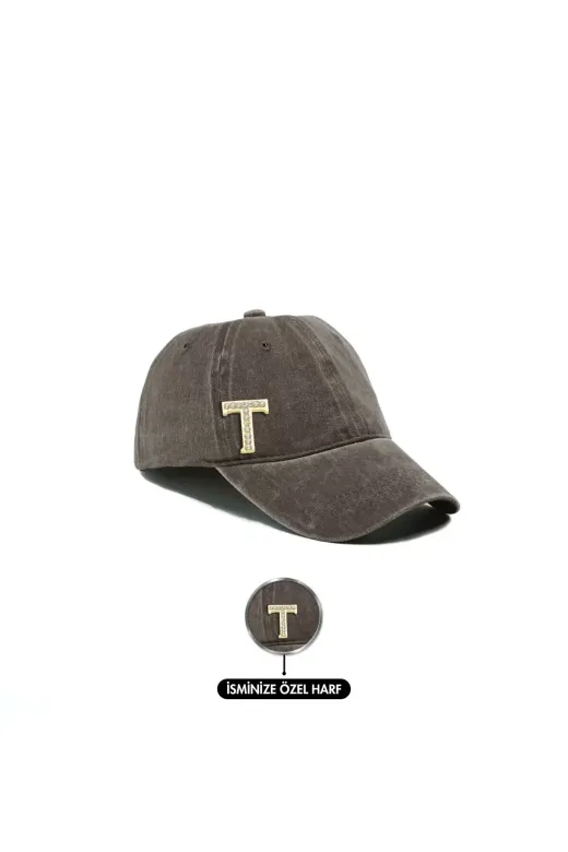 twingold AB01010.007 İsme Özel Yıkamalı Kep Şapka - Ab01010 - Kahverengi