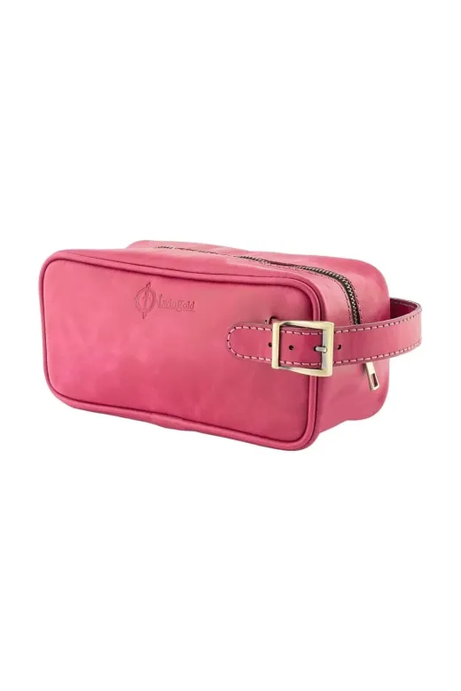 twingold AK01002 İsme Özel Dopp Kit Kişisel Bakım Ve Seyahat Çantası - %100 Rainbow Deri - Ac14004 - Fuşya