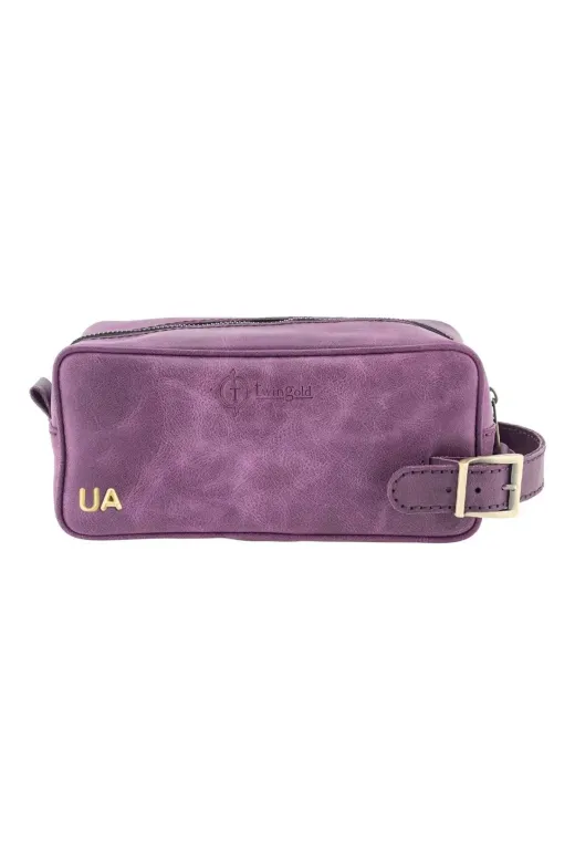twingold AK01002 İsme Özel Dopp Kit Kişisel Bakım Ve Seyahat Çantası - %100 Rainbow Deri - Ac14004 - Mor