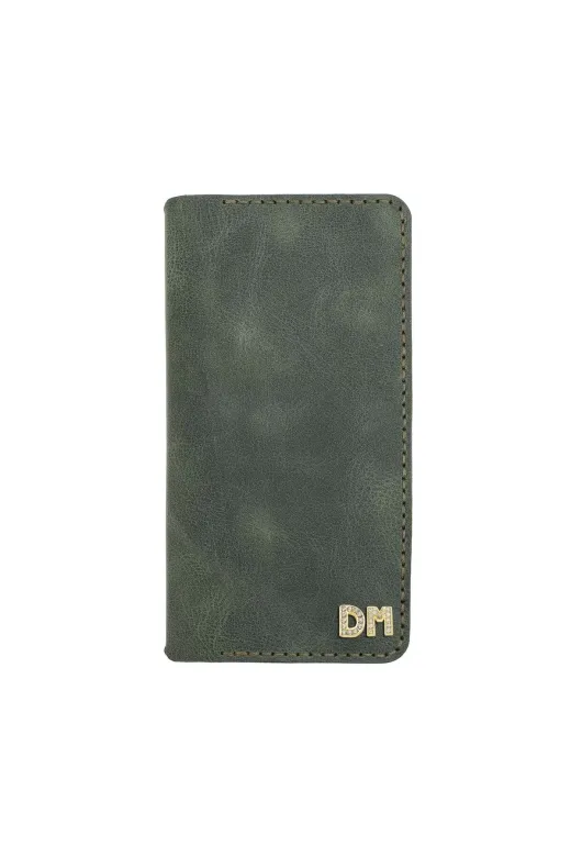 twingold KC03008 İsme Özel Dikey Uzun Cüzdan - %100 Rainbow Deri - A010007 - Haki