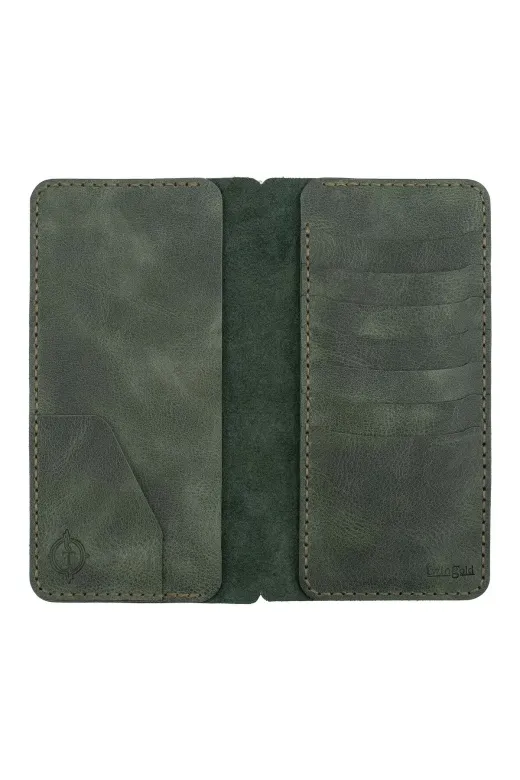 twingold KC03008 İsme Özel Dikey Uzun Cüzdan - %100 Rainbow Deri - A010007 - Haki