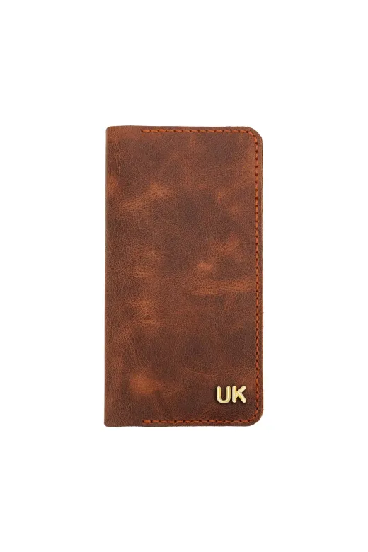 twingold KC03008 İsme Özel Dikey Uzun Cüzdan - %100 Rainbow Deri - A010007 - Kahverengi