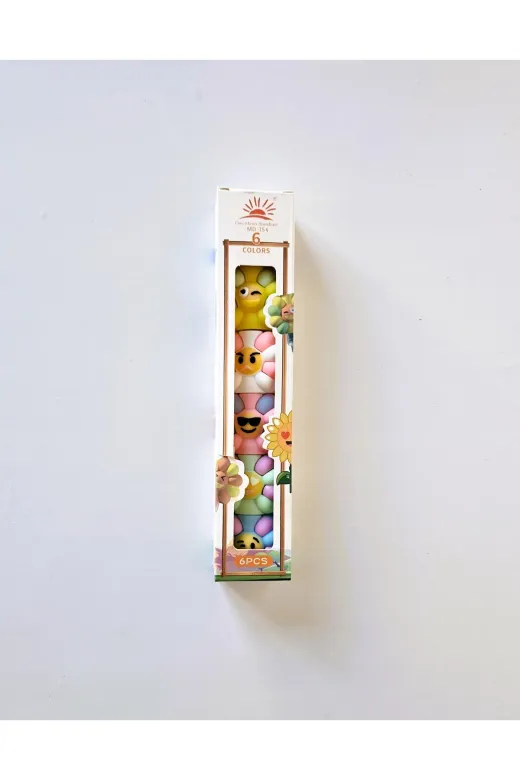 Twins Stars 5486436535364 Mini Çiçek Desenli Fosforlu Kalem 5 Renk