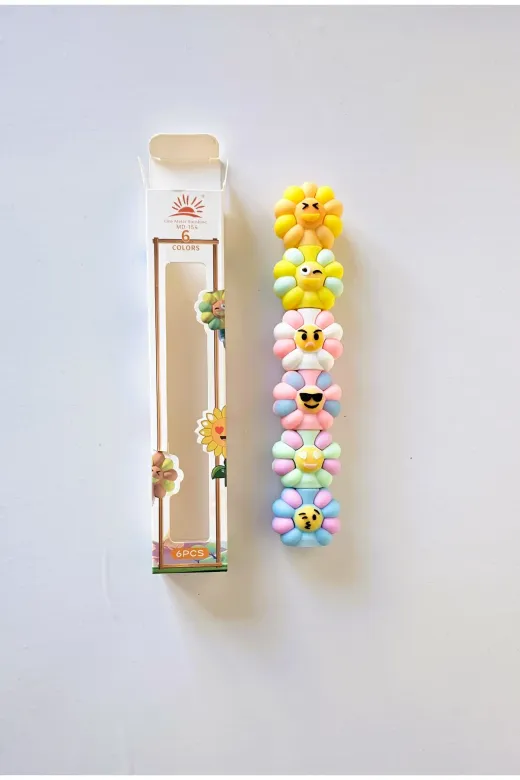 Twins Stars 5486436535364 Mini Çiçek Desenli Fosforlu Kalem 5 Renk