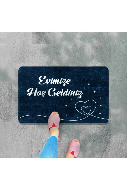 TYB444552555160406006 Dijital Baskılı Kapı Önü Paspas Hoşgeldiniz Yazılı Çiçek Deseniç Ve Dış Kapı Paspası Yıkanabilir