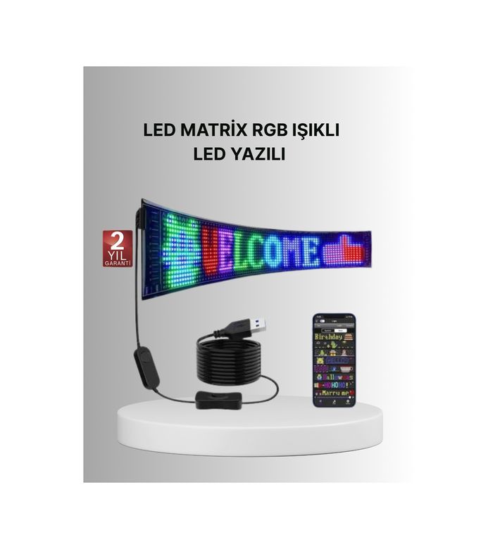 UCUZTEKNO TRİTHLTUCZ16X64LEDMATRİX-6-BLNCCC Gece Kullanıma Uygun Pixel Rgb Led Panel Estetik Atmosfer Işığı Çok Renkli
