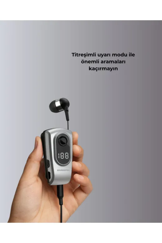 UCUZTEKNO TYC2D3FA2397ACF32683D4E02 Profesyonel Bluetooth Kulaklık – Klipsli, Titreşimli, Dijital Göstergeli