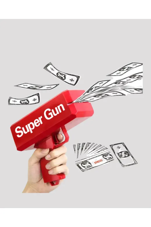 UCUZTEKNO TYC8P4ET4N177644266731681 Preminyum Dolar Boyutunda Kâğıt Atışı Yapan Pil Ile Çalışan Oyuncak Tabanca