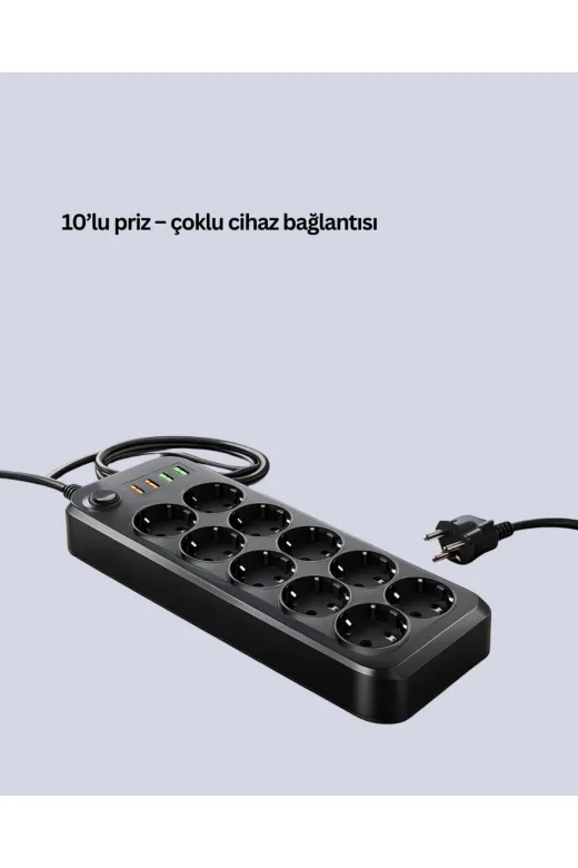 UCUZTEKNO TYC91A7941D351B087DF50600 Trendlia 10’Lu Çoklu Priz Termal Korumalı Usb Type-C Çıkışlı 2500W Uzatma Kablosu