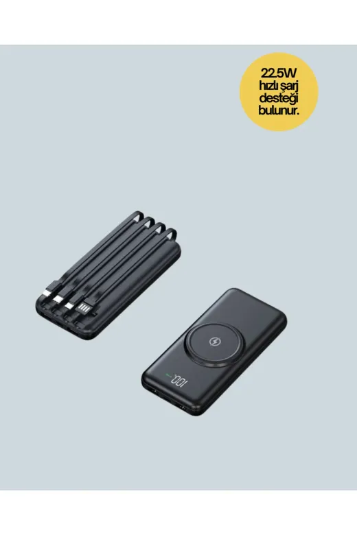 UCUZTEKNO TYCB47BCC7C4631F5BC2FBD00 22.5W Hızlı + 15W Kablosuz Şarj – Akıllı Powerbank Ile Her An Enerji