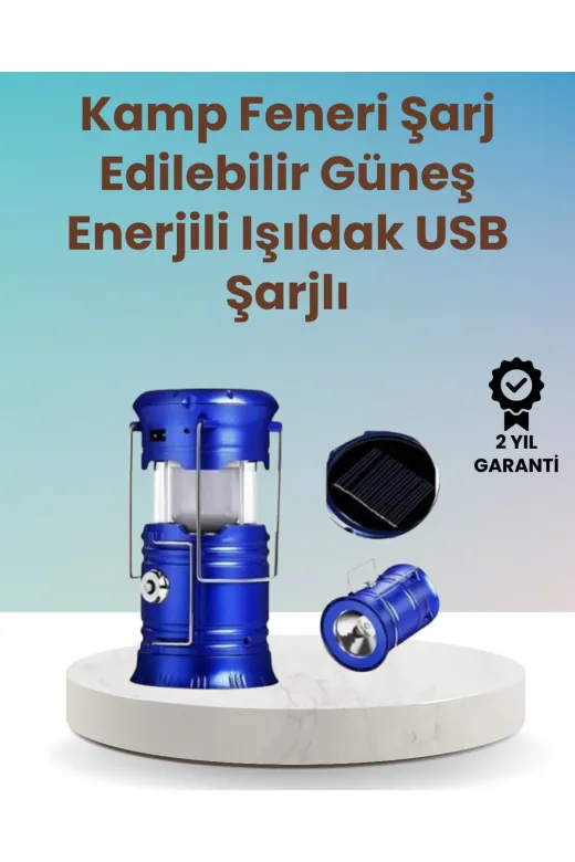 UCUZTEKNO TYCCCF3206103ECB98D938400 Şarj Edilebilir Güneş Enerjili Kızaklı Kamp Feneri – Usb Çıkışlı, Katlanabilir, Dayanıklı Ve Çok Fon
