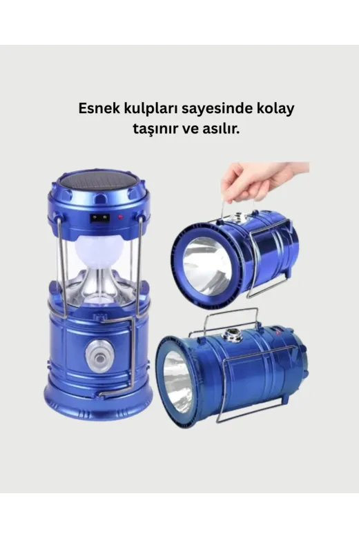 UCUZTEKNO TYCCCF3206103ECB98D938400 Şarj Edilebilir Güneş Enerjili Kızaklı Kamp Feneri – Usb Çıkışlı, Katlanabilir, Dayanıklı Ve Çok Fon