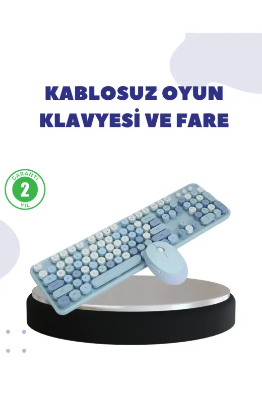 UCUZTEKNO TYCD10CFF721B78158742CA06 Trendlia Kablosuz Retro Klye Ve Mouse Seti – 104 Tuşlu, Sessiz Yazım