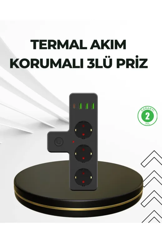 UCUZTEKNO TYCDC203D9DD4259CC0D45A00 Trendlia Masa Üstü Çoklu Priz Usb Ve Type-C Çıkışlı Güç Dağıtıcı