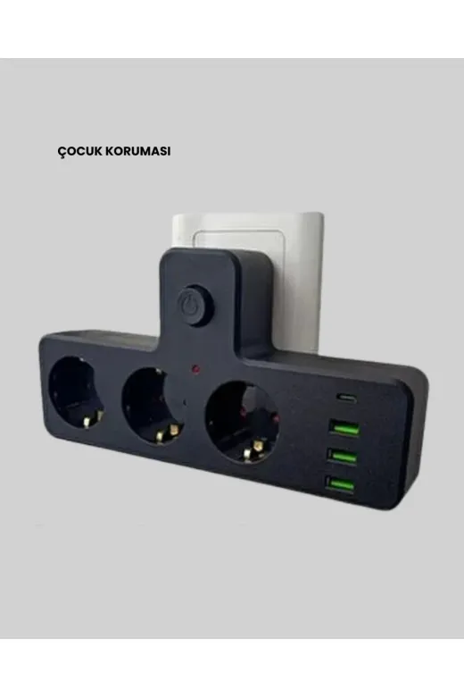 UCUZTEKNO TYCDC203D9DD4259CC0D45A00 Trendlia Masa Üstü Çoklu Priz Usb Ve Type-C Çıkışlı Güç Dağıtıcı