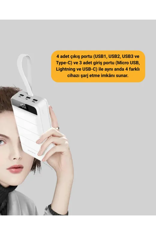 UCUZTEKNO TYCDC3820960A4B2748A4A901 Trendlia 4 Aynı Anda Şarj Edebilen Güçlü Powerbank 50000 Mah