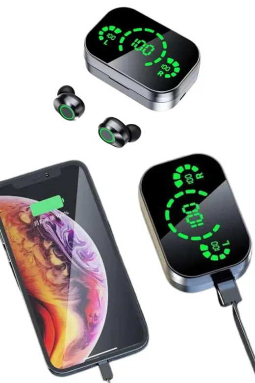 UCUZTEKNO TYCQW8LJVN177731020213339 Preminyum 2025 Model Bluetooth Kulaklık Telefon Şarj Edebilen Çağrı Cevaplama Dijital Göstergeli