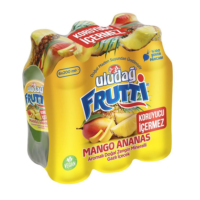 uludağ5884 Uludağ Frutti Mango & Ananas Aromalı Gazlı İçecek 6 X 200 Ml
