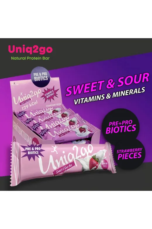 Uniq2go 8680643222551 Tatlı Ekşi Pre-Probiyotik Protein Bar 38 Gr 16 Adet