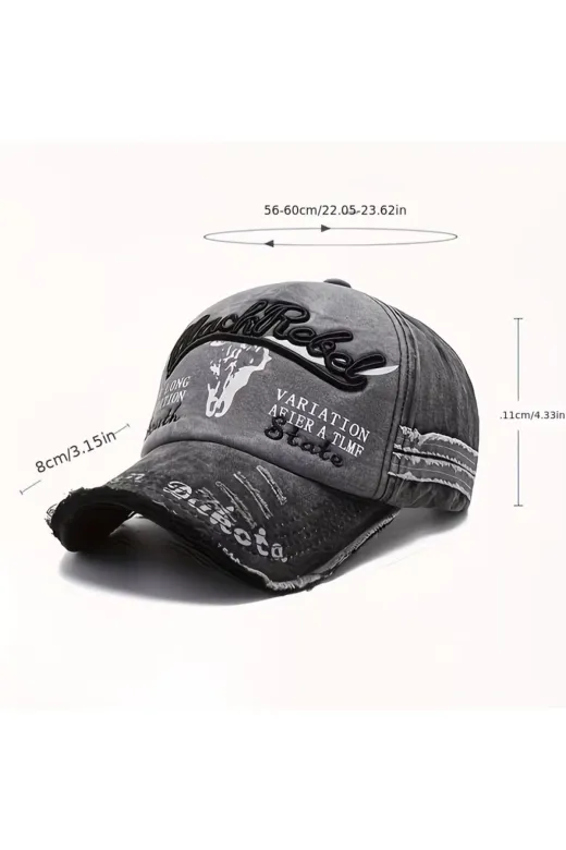 Uniquetrenders YCY640920 Unisex Eskitme Black Rebel Nakışlı Ayarlanabilir Beyzbol Kep Şapka 2'li Set