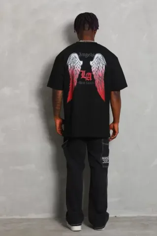Unisex Oversize Baskılı Bisiklet Yaka T-Shirt - Siyah - XL - Siyah