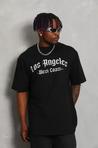 Unisex Oversize Baskılı Bisiklet Yaka T-Shirt - Siyah - XL - Siyah
