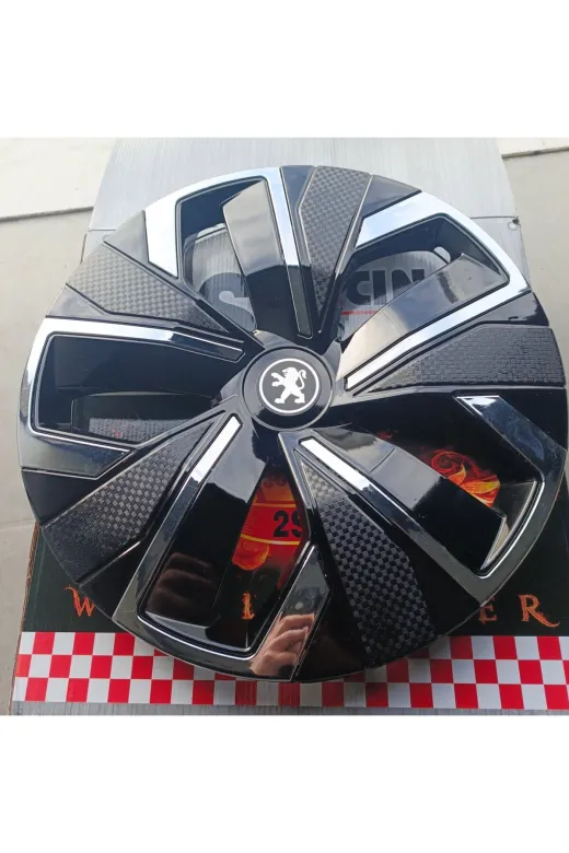 Universal 2837293628 Peugeot Araçlarla Uyumlu 16 Inç Krom Çıtalı Jant Kapağı 4'lü Takım Amblem Hediyeli