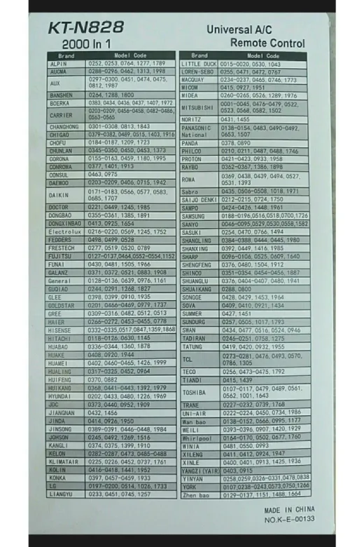 Universal 66 Akıllı Klima Kumandası Kt-N828 Pil Takımı Pil Takımı