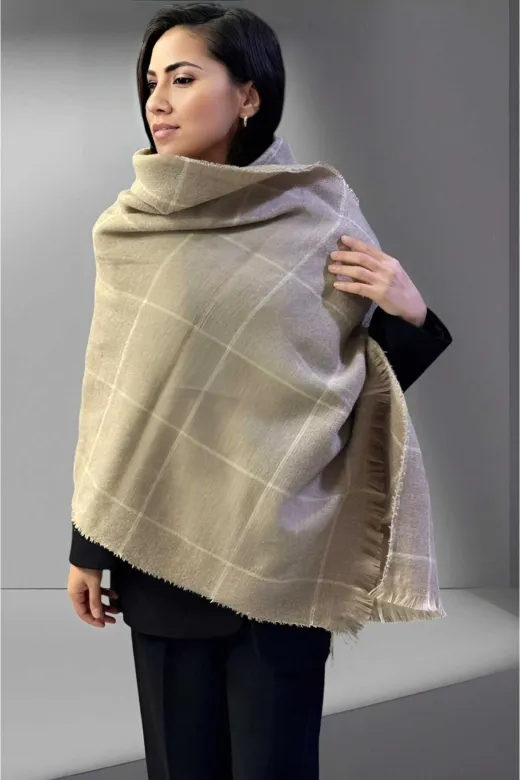 UTŞ152550 Kadın İnce Çizgili Yumuşak Dokulu Omuz Şalı Atkı ( 70Cm X 180Cm )