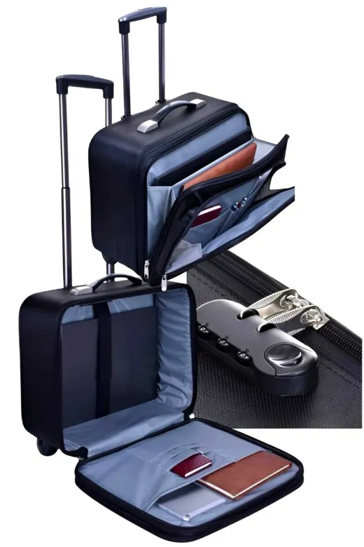 UTL1025 Çekçekli Lüx Büyük Boy Kasalı Siyah Pilot, Evrak, Laptop, Notebook Çantası