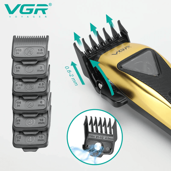 VGR V-015 Profesyonel Şarjlı Saç Kesme Makinesi - 9000 Rpm Motor, Dlc Kaplama Bıçak, Led Ekran