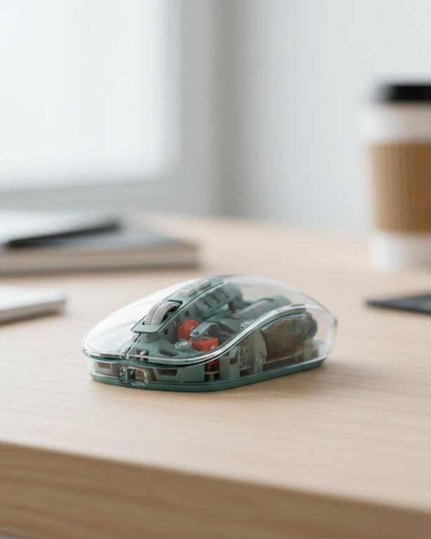 VINTESSY TKNUCZZZM223MOUSEYEŞİL-1MKR Bluetooth Ve 2.4G Usb Destekli Pilli Kablosuz Şeffaf Mouse Standart Diğer