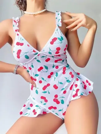 Vişne Desenli Body